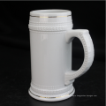 22oz Sublimation Stoneware beer Steins,elegent beer tankard with Gold Rim